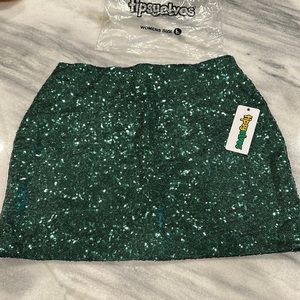 Green Sequin Mini Skirt - New With Tags
